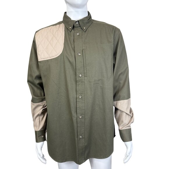 Racks & Reels Mens Quilted Shoulder Utility Shirt Large Olive Beige - Picture 1 of 7